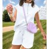 imageUOUA Women Two Piece Summer Outfits Casual Sleeveless Shirt ampamp Shorts Set Workout Sweatsuit Lounge Track SuitWhite