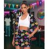 imageUOUA Womens 80s Color Block Outfits 2 Piece Tracksuit 90s Party Costume Summer Zip Up Windbreaker ampamp Short SetsBlackprint