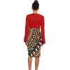 imageUOUA Womens Church Dress Bell Sleeve Cocktail Business Work Dresses Tea Party Floral Print Pencil DressesRed