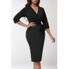 imageUOUA Womens Church Ruffle Sleeve Bodycon Work Midi Pencil Dress134 Sleeve Black