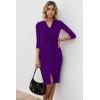imageUOUA Womens Church Ruffle Sleeve Bodycon Work Midi Pencil Dress234 Sleeve Purple