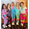 imageUOUA Womens Color Block 2 Piece 80s 90s Outfits Long Sleeve Windbreaker Jacket Tracksuit SetBlack Print