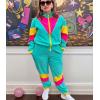 imageUOUA Womens Color Block 2 Piece 80s 90s Outfits Long Sleeve Windbreaker Jacket Tracksuit SetMint Green
