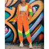 imageUOUA Womens Color Block 2 Piece 80s 90s Outfits Long Sleeve Windbreaker Jacket Tracksuit SetOrange