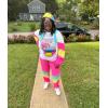 imageUOUA Womens Color Block 2 Piece 80s 90s Outfits Long Sleeve Windbreaker Jacket Tracksuit SetPink White