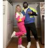 imageUOUA Womens Color Block 2 Piece 80s 90s Outfits Long Sleeve Windbreaker Jacket Tracksuit SetPink White