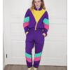 imageUOUA Womens Color Block 2 Piece 80s 90s Outfits Long Sleeve Windbreaker Jacket Tracksuit SetPurple