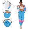 imageUOUA Womens Color Block 2 Piece 80s 90s Outfits Long Sleeve Windbreaker Jacket Tracksuit SetWhite Print