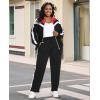 imageUOUA Womens Plus Size Jogging Suit 2 Piece Sweatsuit Long Sleeve Jacket ampamp Pants Two Piece Track Set OutfitRetro Black