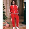 imageUOUA Womens Plus Size Jogging Suit 2 Piece Sweatsuit Long Sleeve Jacket ampamp Pants Two Piece Track Set OutfitStripe Red