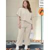 imageUOUA Womens Plus Size Sweatsuit 2 Piece Outfits Summer Short Sleeve Tops Wide Leg Pants Tracksuit Lounge SetsBeige