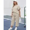 imageUOUA Womens Plus Size Sweatsuit 2 Piece Outfits Summer Short Sleeve Tops Wide Leg Pants Tracksuit Lounge SetsBeige