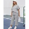 imageUOUA Womens Plus Size Sweatsuit 2 Piece Outfits Summer Short Sleeve Tops Wide Leg Pants Tracksuit Lounge SetsGrey