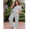 imageUOUA Womens Plus Size Sweatsuit 2 Piece Outfits Summer Short Sleeve Tops Wide Leg Pants Tracksuit Lounge SetsGrey