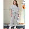 imageUOUA Womens Plus Size Sweatsuit 2 Piece Outfits Summer Short Sleeve Tops Wide Leg Pants Tracksuit Lounge SetsGrey