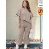 imageUOUA Womens Plus Size Sweatsuit 2 Piece Outfits Summer Short Sleeve Tops Wide Leg Pants Tracksuit Lounge SetsKhaki