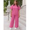 imageUOUA Womens Plus Size Sweatsuit 2 Piece Outfits Summer Short Sleeve Tops Wide Leg Pants Tracksuit Lounge SetsPink