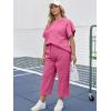 imageUOUA Womens Plus Size Sweatsuit 2 Piece Outfits Summer Short Sleeve Tops Wide Leg Pants Tracksuit Lounge SetsPink