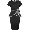 imageWomen Church Dress Vintage Ruffle Sleeves Pencil Dress Business Bodycon Peplum Midi Dresses for WorkPurpleblack