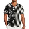 imageUOUA Mens Hawaiian Shirt Short Sleeve Flamingo Button Down Shirts Summer Tropical Printed Beach TopsBlackwhiteleave