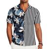 imageUOUA Mens Hawaiian Shirt Short Sleeve Flamingo Button Down Shirts Summer Tropical Printed Beach TopsNavywhiteflower