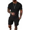 imageUOUA Mens Short Sets 2 Piece Summer Outfits Casual Short Sleeve CrewNeck Shirts ampamp Shorts Track Suit Jogging LoungewearBlack
