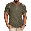 imageUOUA Mens Short Sleeve Henley Shirts Casual Comfortable Cotton TShirt Raglan Sleeve Summer Vintage Button Tops01 Army Green