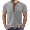 imageUOUA Mens Short Sleeve Henley Shirts Casual Comfortable Cotton TShirt Raglan Sleeve Summer Vintage Button Tops01 Dark Grey