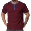 imageUOUA Mens Waffle Henley Short Sleeve Shirts Casual Basic Button TShirt Classic Summer Tops01 Wine Red