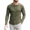 imageUOUA Mens Waffle Henley Short Sleeve Shirts Casual Basic Button TShirt Classic Summer Tops03 Army Green
