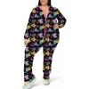 imageUOUA Plus Size Womens Color Block 2 Piece 80s 90s Outfits Long Sleeve Windbreaker Jacket Tracksuit SetBlack Print