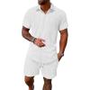 imageUOUA Summer Outfits for Men 2 Piece Short Sleeve Button Down Shirt ampamp Shorts Set Casual Vacation Beach TracksuitWhite