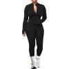 imageUOUA Two Piece Outfits Women Tracksuit Sets Long Sleeve Zip Up Jacket ampamp Leggings for Gym Workout SetBlack