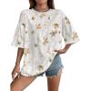 imageUOUA Women Oversized Graphic TShirt Casual Cotton Tees Printed Summer TopsBeige Branches