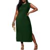 imageUOUA Women Summer Maxi Dresses Plus Size Casual Hawaiian Sundress Sleeveless Loose Split Beach Dress with PocketsDarkgreen