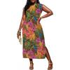 imageUOUA Women Summer Maxi Dresses Plus Size Casual Hawaiian Sundress Sleeveless Loose Split Beach Dress with PocketsTropicalleopard