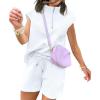imageUOUA Women Two Piece Summer Outfits Casual Sleeveless Shirt ampamp Shorts Set Workout Sweatsuit Lounge Track SuitWhite