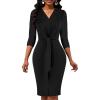 imageUOUA Womens Church Ruffle Sleeve Bodycon Work Midi Pencil Dress234 Sleeve Black