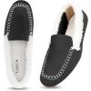 imageUOUA Womens Knit Moccasin Slippers for Indoor Outdoor Faux Fur House Slippers Fuzzy Slipon Loafers Winter ShoesBlack