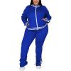 imageUOUA Womens Plus Size Jogging Suit 2 Piece Sweatsuit Long Sleeve Jacket ampamp Pants Two Piece Track Set OutfitStripe Blue