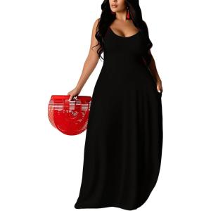 imageUOUA Hawaiian Dresses Women Plus Size Luau Party Sundress Summer Maxi Tropical Boho Beach DressBlack