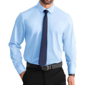 imageUOUA Mens Button Down Short Sleeve Dress Shirts Wrinkle Free Business Shirt Summer Casual TopC3light Blue