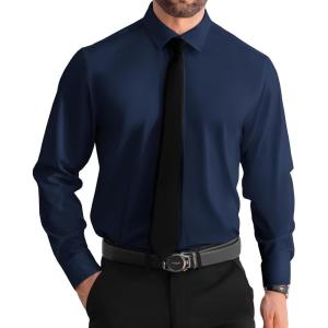 imageUOUA Mens Button Down Short Sleeve Dress Shirts Wrinkle Free Business Shirt Summer Casual TopC3navy Blue