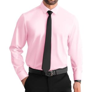 imageUOUA Mens Button Down Short Sleeve Dress Shirts Wrinkle Free Business Shirt Summer Casual TopC3pink