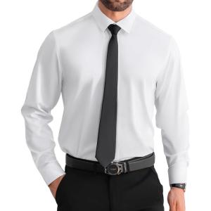 imageUOUA Mens Button Down Short Sleeve Dress Shirts Wrinkle Free Business Shirt Summer Casual TopC3white