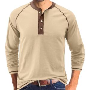 imageUOUA Mens Short Sleeve Henley Shirts Casual Comfortable Cotton TShirt Raglan Sleeve Summer Vintage Button Tops02 Khaki