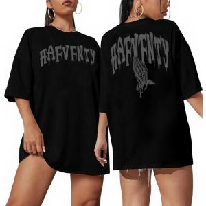 imageUOUA Women Oversized Graphic TShirt Casual Cotton Tees Printed Summer TopsPrayhandblack