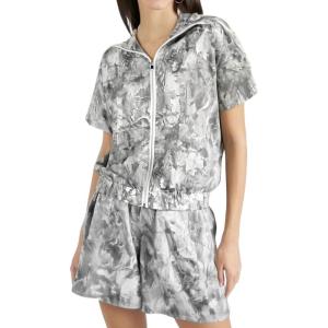 imageUOUA Womens 80s Color Block Outfits 2 Piece Tracksuit 90s Party Costume Summer Zip Up Windbreaker ampamp Short SetsGrey Leaves