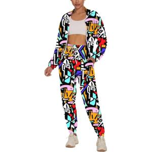 imageUOUA Womens Color Block 2 Piece 80s 90s Outfits Long Sleeve Windbreaker Jacket Tracksuit SetColorful Block