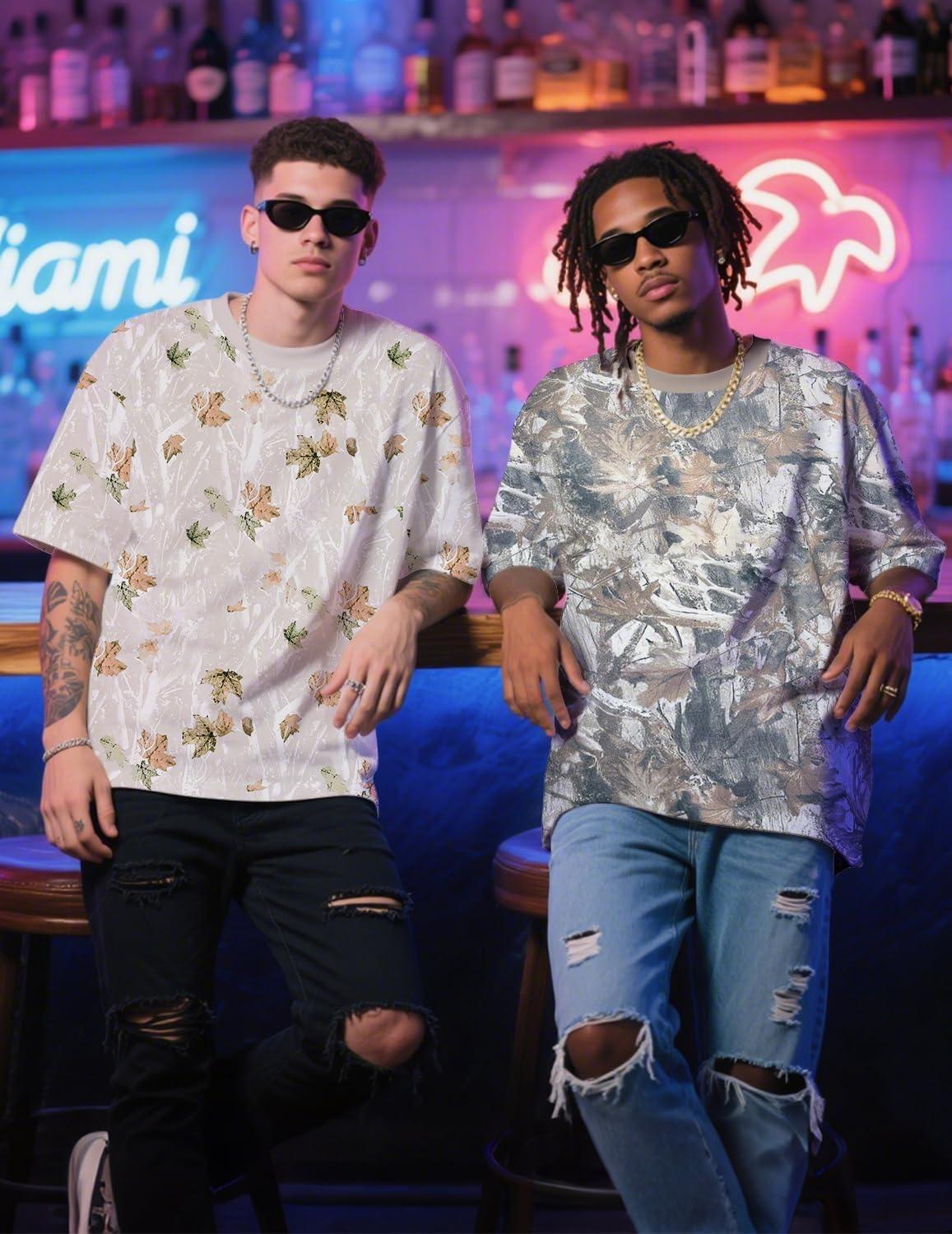 imageUOUA Mens Graphic Tees Vintage TShirts Oversized Letter Print Casual Crewneck Cotton Top Short Sleeve Rapper StreetwearBeige Branches